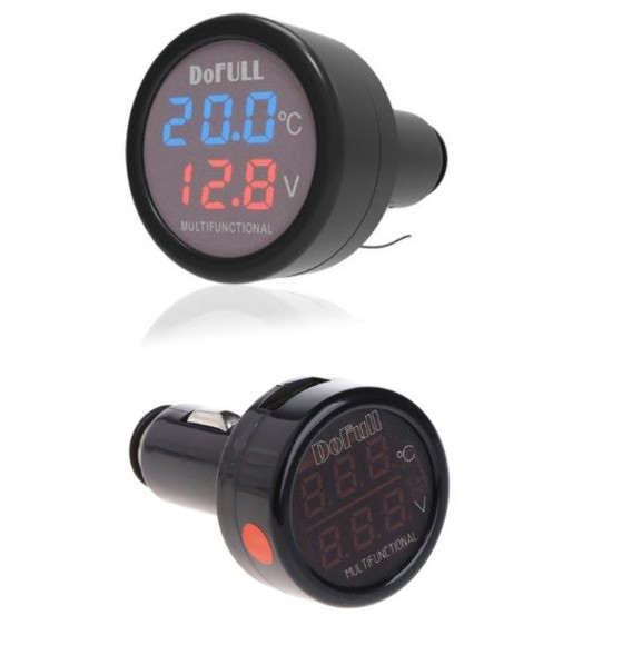 Imagen de CARGADOR USB VOLTIMETRO/TERMOMETRO PARA ENCENDEDOR AUTO