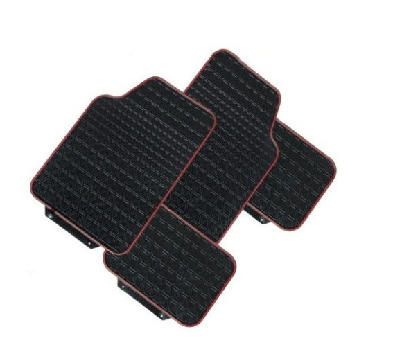 Imagen de JUEGO DE ALFOMBRAS DE GOMA COLOR NEGRO CON BORDE ROJO