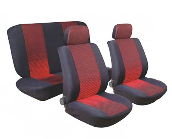 Imagen de JUEGO DE FUNDAS CUBRE ASIENTO COLOR NEGRO Y ROJO