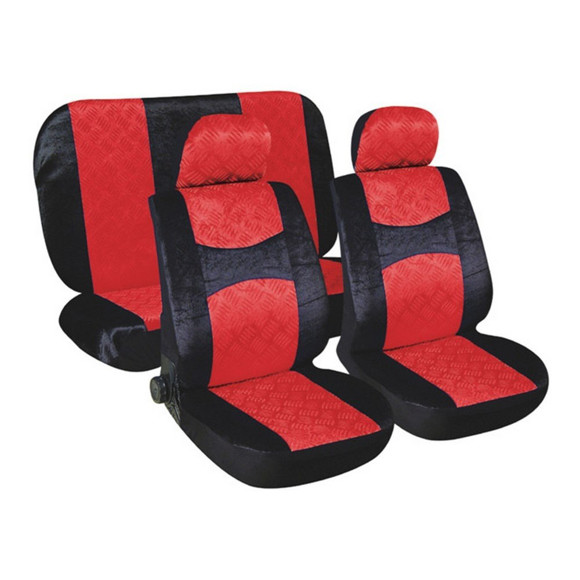 Imagen de JUEGO DE FUNDAS CUBRE ASEINTO COLOR NEGRO Y ROJO
