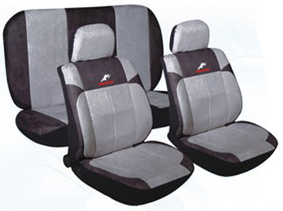 Imagen de JUEGO DE FUNDAS CUBRE ASIENTO COLOR NEGRO Y GRIS