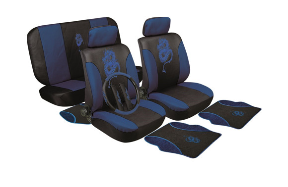 Imagen de KIT JUEGO FUNDAS CUBRE ASIENTO + ALFOMBRAS + CUBRE VOLANTE