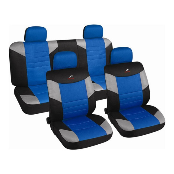 Imagen de JUEGO DE FUNDAS CUBRE ASIENTO COLOR NEGRO, AZUL Y GRIS