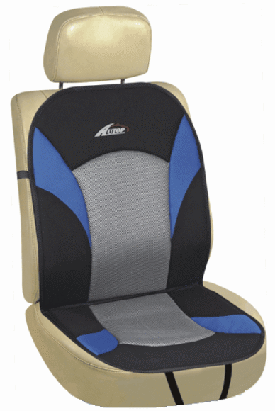 Imagen de CUBRE ASIENTO INDIVIDUAL CON TELA ACOLCHADA AZUL Y NEGRA