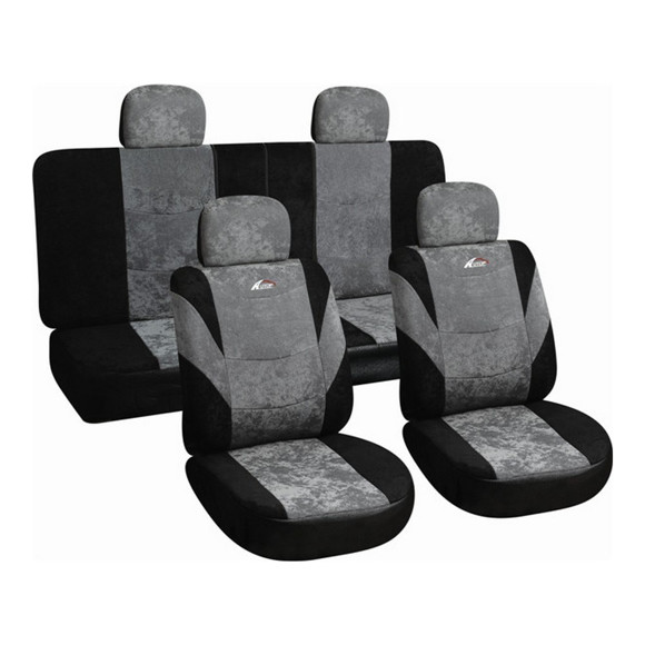 Imagen de JUEGO DE FUNDAS CUBRE ASIENTO COLOR NEGRO Y GRIS