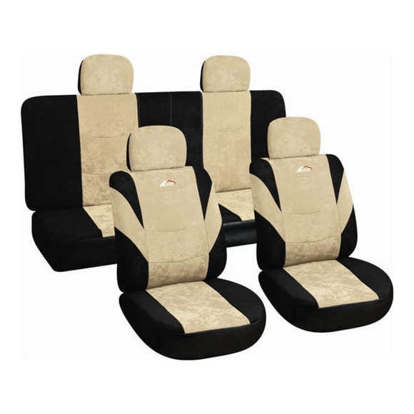 Imagen de JUEGO DE FUNDAS CUBRE ASIENTO COLOR NEGRO Y BEIGE