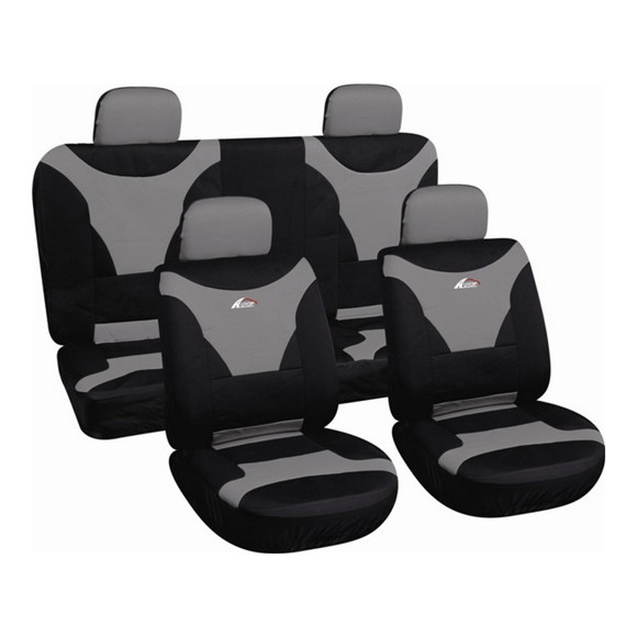 Imagen de JUEGO DE FUNDAS CUBRE ASIENTO COLOR NEGRO Y GRIS