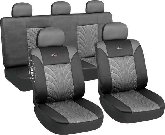 Imagen de JUEGO DE FUNDAS CUBRE ASIENTO COLOR NEGRO Y GRIS