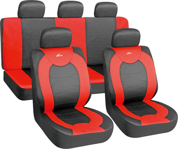 Imagen de JUEGO DE FUNDAS CUBRE ASIENTO COLOR NEGRO Y ROJO
