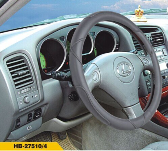 Imagen de CUBRE VOLANTE COLOR GRIS TIPO CUERO