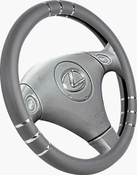 Imagen de CUBRE VOLANTE COLOR GRIS CON DETALLE CROMADO