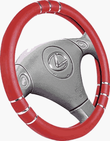 Imagen de CUBRE VOLANTE COLOR ROJO CON DETALLE CROMADO