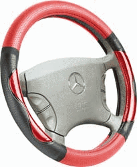 Imagen de CUBRE VOLANTE COLOR ROJO CON BORDE RUGOSO NEGRO
