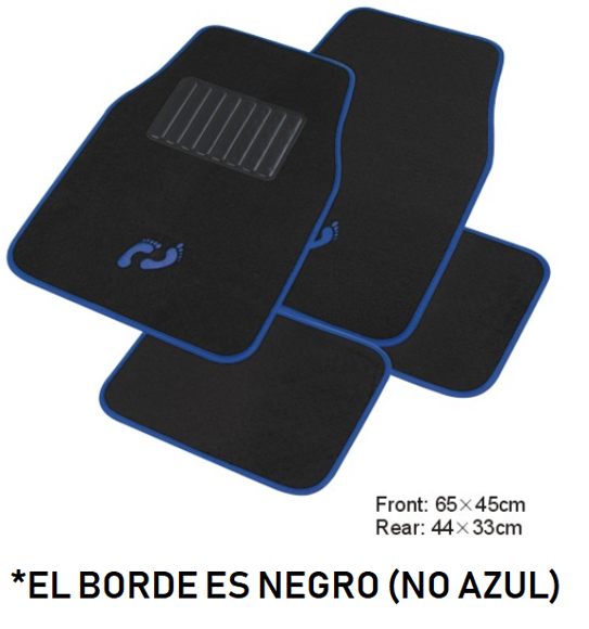Imagen de JUEGO DE ALFOMBRAS DE MOQUETTE COLOR NEGRA CON HUELLA AZUL