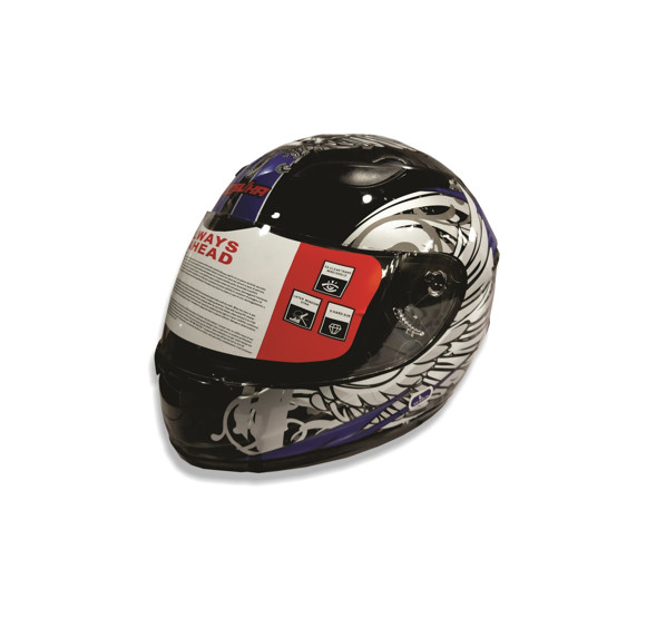 Imagen de CASCO INTEGRAL PARA MOTO NEGRO CON AZUL (CALAVERA)