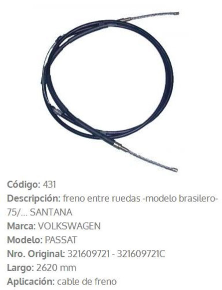 Imagen de CABLE DE FRENO VW PASSAT 1975 2620MM