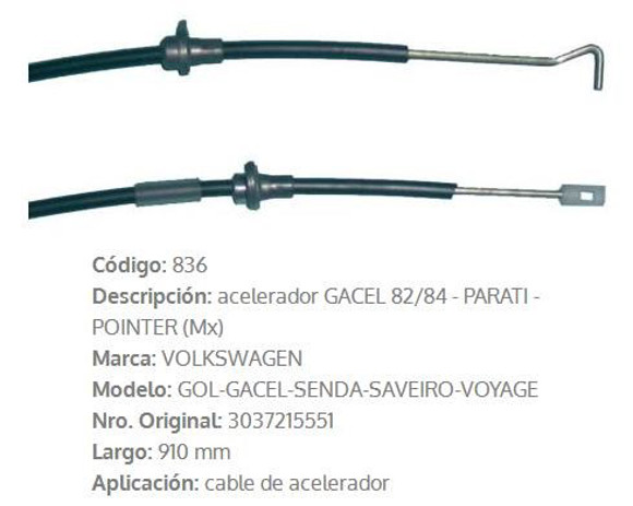 Imagen de CABLE DE ACELERADOR VW AMAZON HASTA 1983 910MM