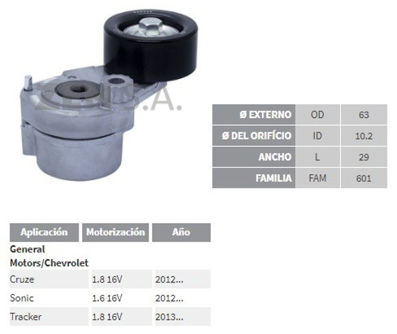 Imagen de TENSOR CORREA ALTERNADOR CHEVROLET CRUZE/SONIC/TRACKER