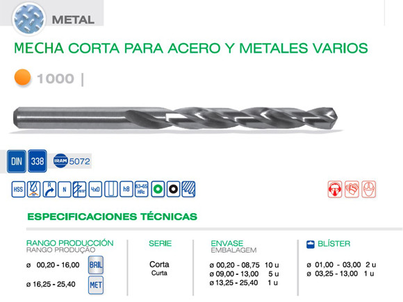Imagen de MECHA DIN 338N HSS DIAM 8.00 MM PARA TALADRO