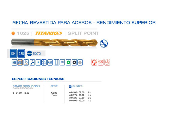 Imagen de MECHA PUNTA ORO TITANIO DIAM 7.50 MM SPLIT POINT
