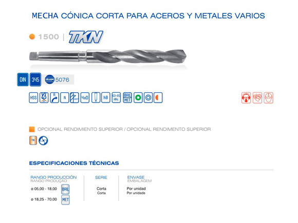 Imagen de MECHA DIN 345 HSS DIAM 25.50 MM PARA TALADRO