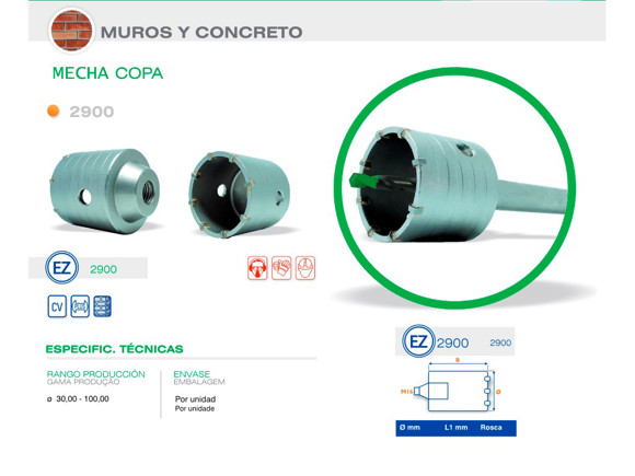 Imagen de MECHA COPA DIAM 110 X 72 MM