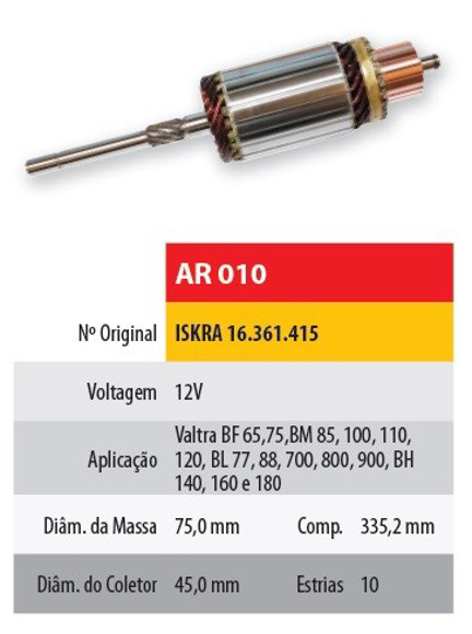 Imagen de INDUCIDO 12V TRACTOR VALTRA BF65/75 BM85/100/110/120