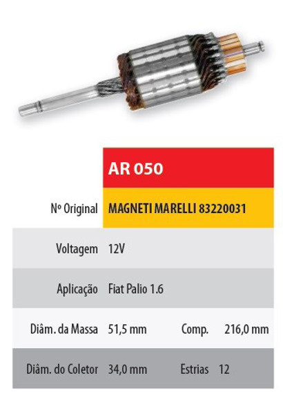 Imagen de INDUCIDO 12V FIAT PALIO 1.6 MARELLI (216X51.5X12X34)