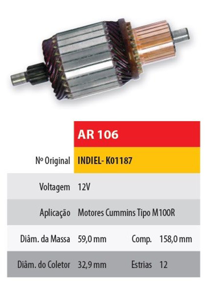 Imagen de INDUCIDO 12V FORD CARGO MOTOR CUMMINS INDIEL(158X59X12X32,9)