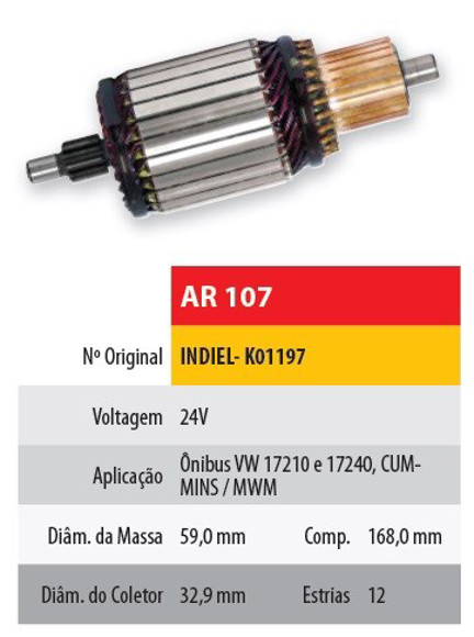 Imagen de INDUCIDO 24V VOLKSWAGEN 17210/17240 CUMMINS (168X59X12X32,9)