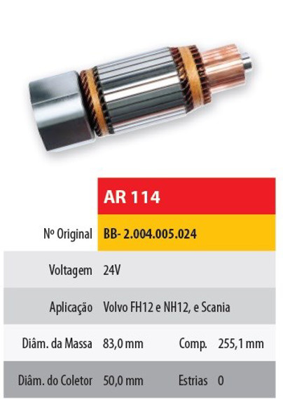 Imagen de INDUCIDO 24V VOLVO FH12/NH12 SCANIA (255X83X29)