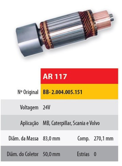 Imagen de INDUCIDO 24V MERCEDES BENZ/SCANIA/VOLVO (270,1X83X50)