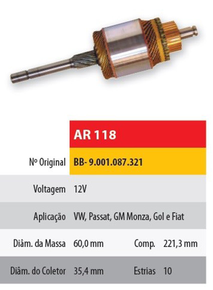 Imagen de INDUCIDO 12V VOLKSWAGEN GOL/PASSAT (221,3X60X10X35,5)