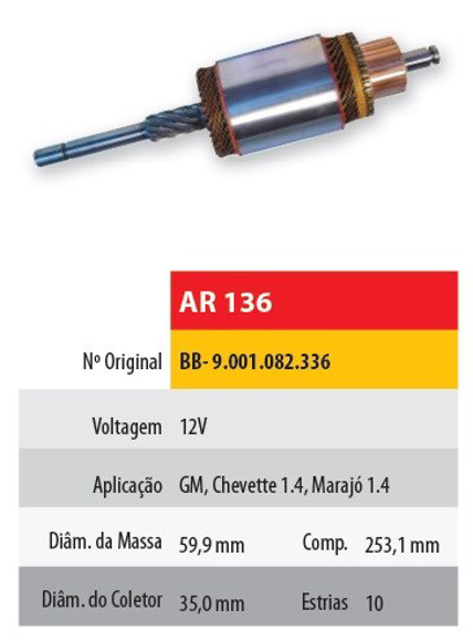 Imagen de INDUCIDO 12V CHEVROLET CHEVETTE 1.4 (253.1X59.9X10X35)
