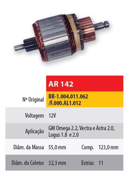 Imagen de INDUCIDO 12V CHEVROLET VECTRA/ASTRA 2.0 (123X55X11X32,3)