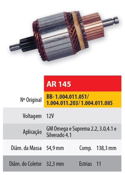 Imagen de INDUCIDO 12V VOLKSWAGEN GOL 1.6D (138,3X54,9X11X32,3)