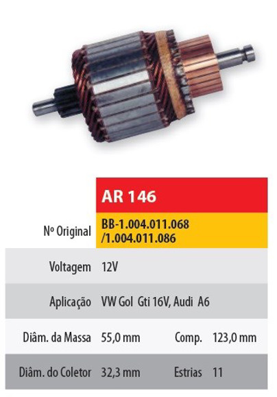 Imagen de INDUCIDO 12V FIAT SIENA - VOLKSWAGEN GOL 16V  (123X55X11X28)