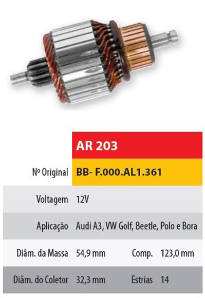 Imagen de INDUCIDO 12V VOLKSWAGEN GOLF/POLO/BORA (123X54,9X14X32,3)
