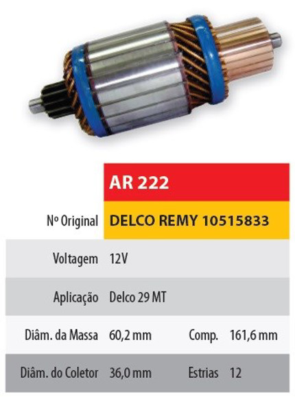 Imagen de INDUCIDO 12V DELCO REMY 29MT (10515833) (161,6X60,2X12X36)