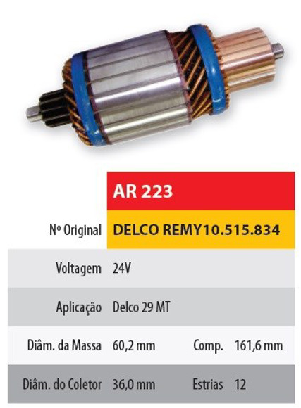 Imagen de INDUCIDO 24V ARRANQUE DELCO REMY 29MT (161,6X60,2X12X36)