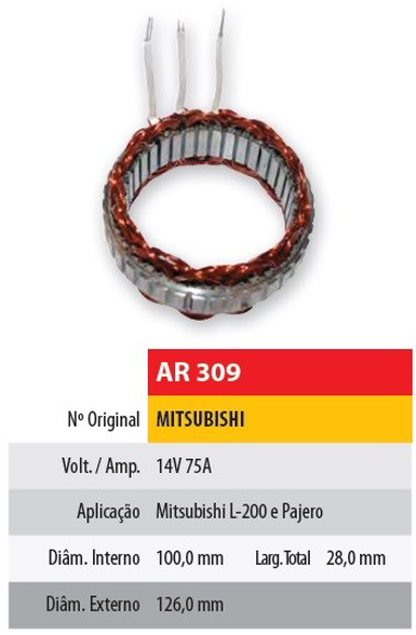 Imagen de ESTATOR 12V 75AMP MITSUBISHI L200/MONTERO (100X126X28)