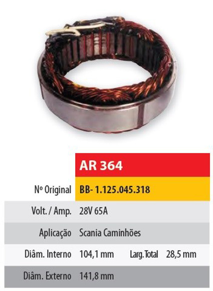 Imagen de ESTATOR 24V 65AMP CAMIONES SCANIA K94/124 (104,1X141,8X28,5)