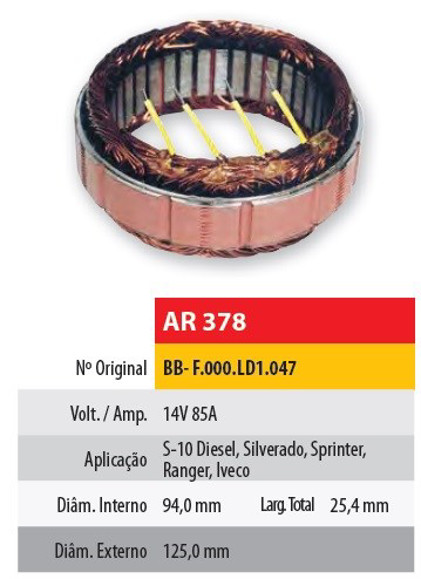 Imagen de ESTATOR 12V 85AMP CHEVROLET S10/SILVERADO (94X25,4X125)