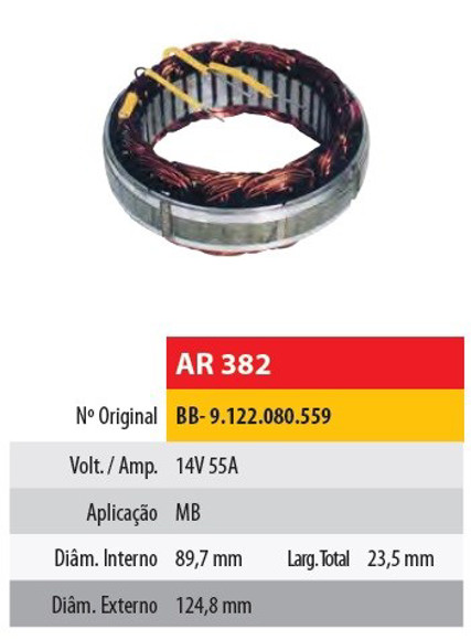 Imagen de ESTATOR 12V 55AMP MERCEDES BENZ (89,7X124,8X23,5)