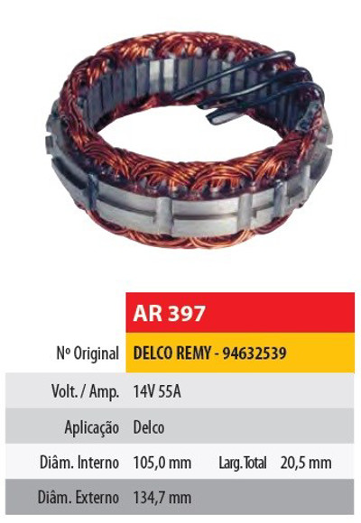 Imagen de ESTATOR 12V 55AMP DELCO REMY (94632539) (105X134,7X20,5)