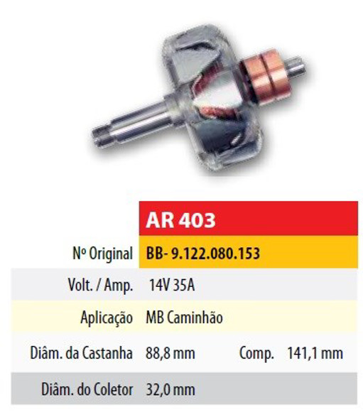 Imagen de ROTOR 12V 35AMP MASSEY FERGUSON 296/265/283 (88,8X32X141,1)