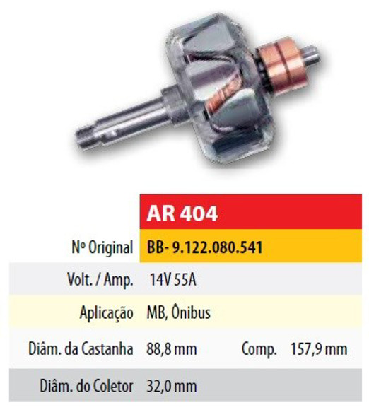 Imagen de ROTOR 12V 55AMP MERCEDES BENZ OH1313/1316 (88,8X32X157,9)