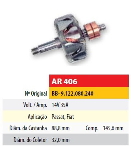 Imagen de ROTOR 12V 35AMP BOSCH VOLKSWAGEN PASSAT-FIAT (88.8X32X145.6)