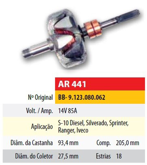 Imagen de ROTOR 12V 85AMP CHEVROLET S10/RANGER DIESEL (93,4X27,5X205)