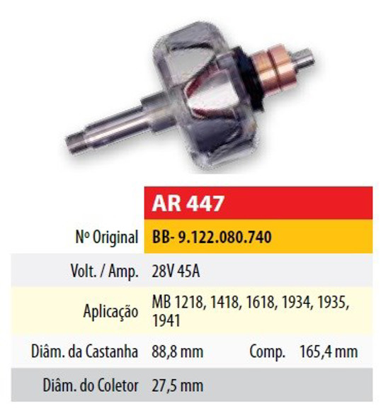 Imagen de ROTOR 24V 45AMP MERCEDES BENZ 1218/1418 (88,8X27,5X165,4)
